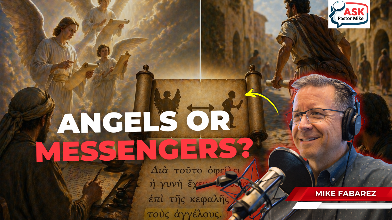 What does “because of the angels” mean in 1 Corinthians 11:10?